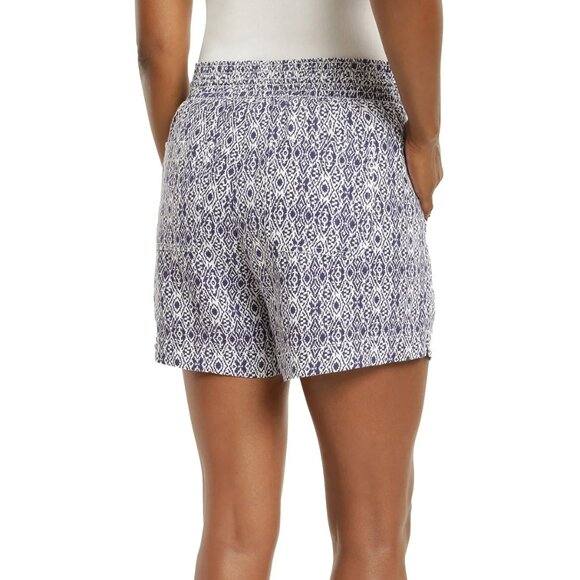 Briggs New York | Women's High Waist Linen Blend Navy and White Shorts | Size XL - Picture 6 of 9